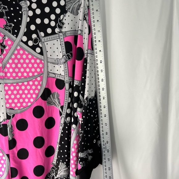 Peter Nygard Black and Pink Polka Dot Top - Picture 7 of 8